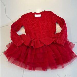 NWT American Girl something navy long sleeve crimson sparkle dress size 4T ❤️✨